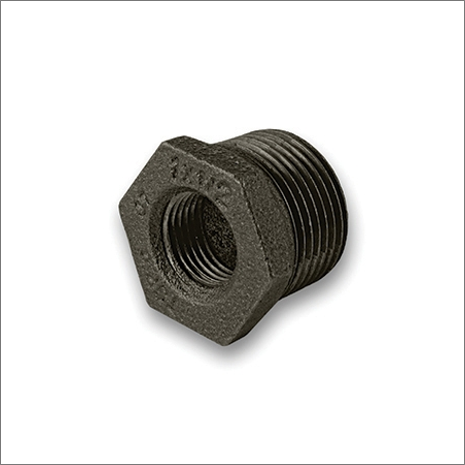 1-1/4" X 3/8" BSP Reducing Bush Black Malleable Iron Pipe Fitting 