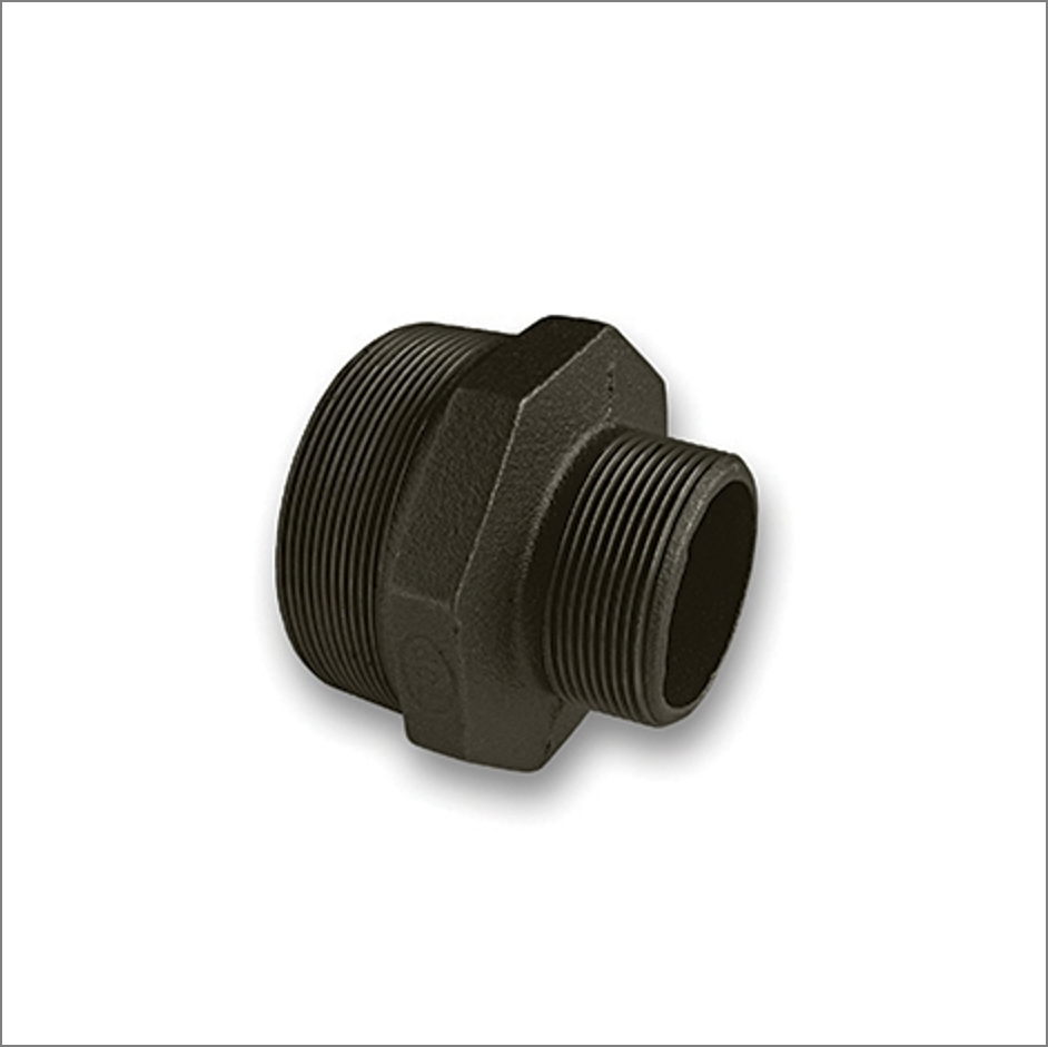 1" x 1/2" BSP Black Malleable Iron Hexagon Reducing BushMale to Female 