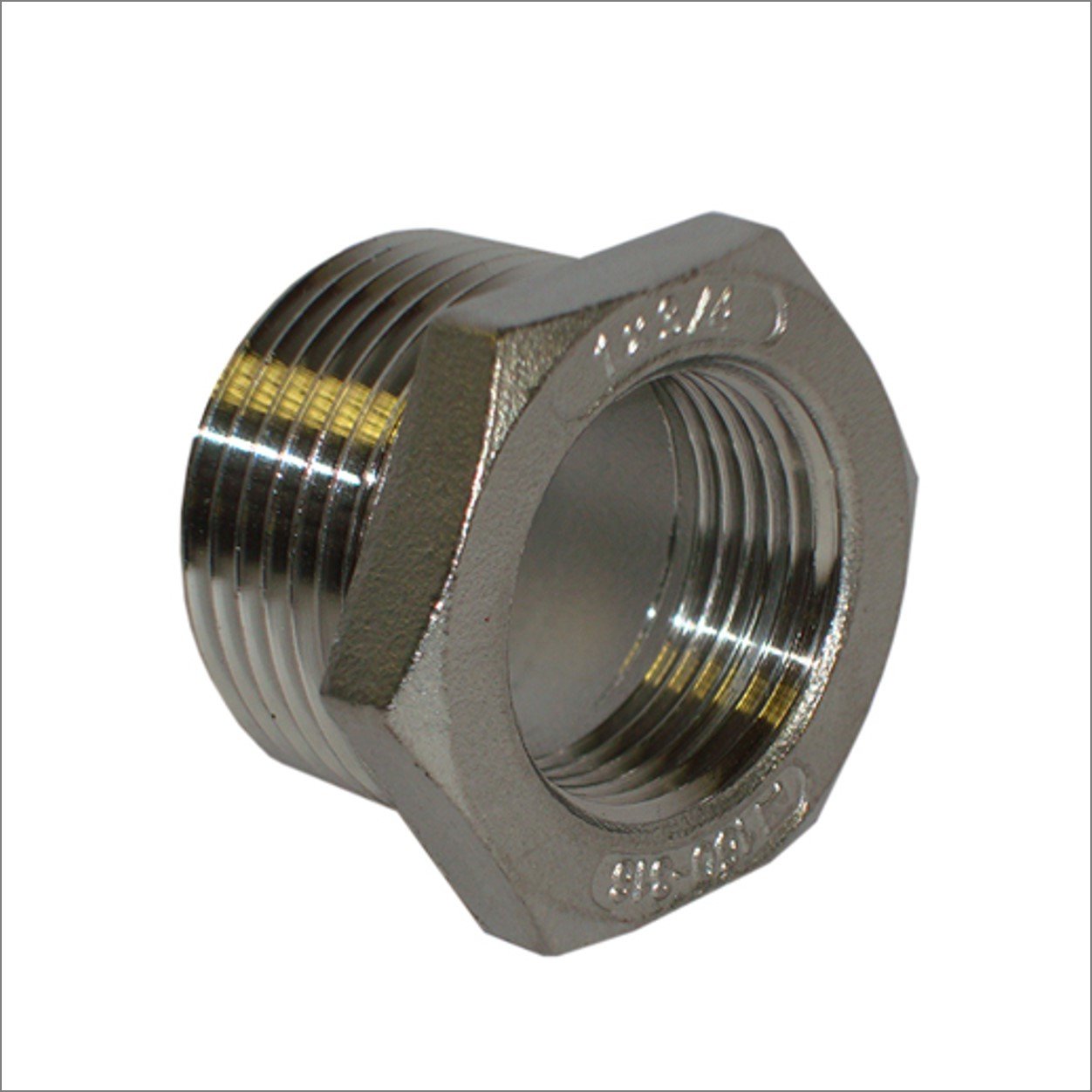1 1/4" Male x 3/4" female BSPT HEX REDUCING BUSH STAINLESS STEEL PIPE FITTINGS